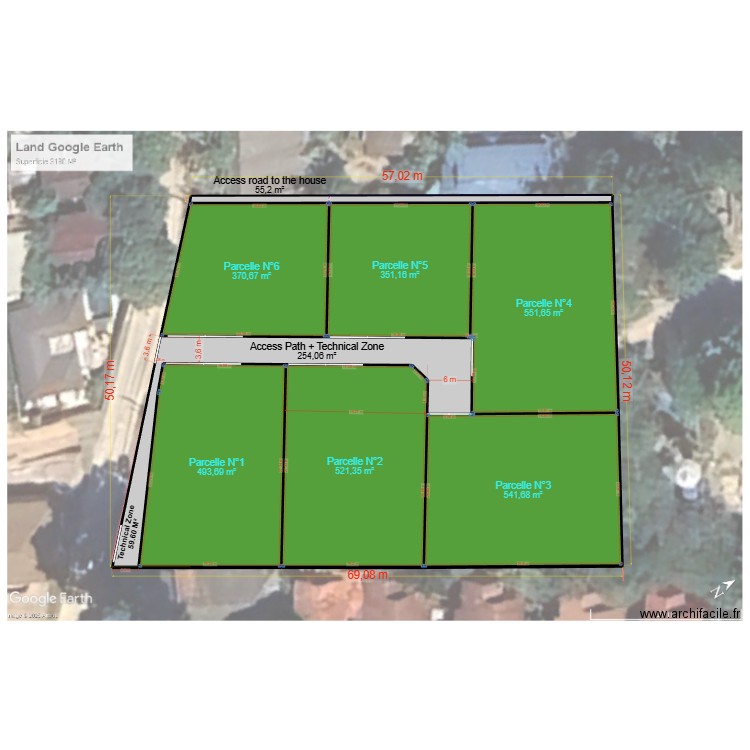 Land Parcelle V5 Bis. Plan de 8 pièces et 3139 m2