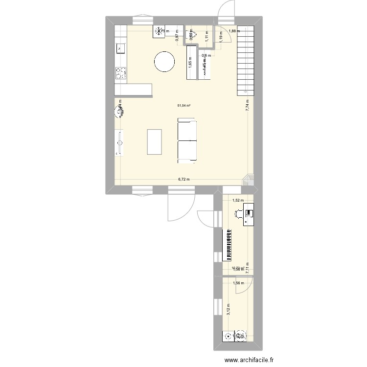 marmotte 2. Plan de 2 pièces et 62 m2