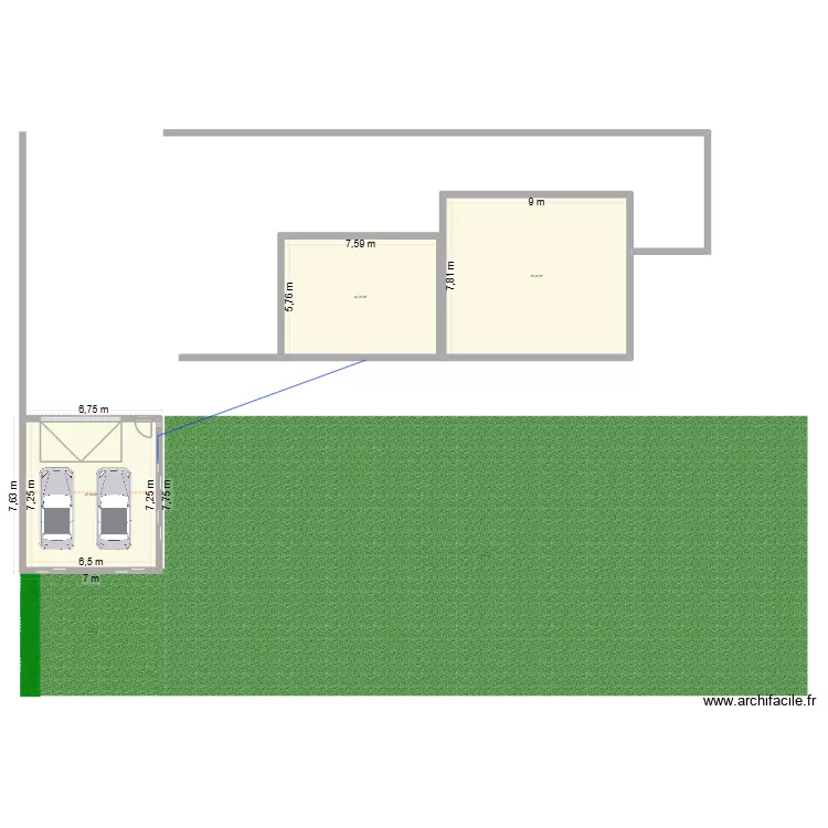 Projet garaf=ge. Plan de 3  et 161 m²