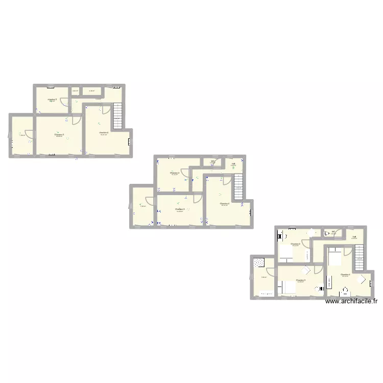 Monceau &eacute;tage. Plan de 22 pièces et 175 m²