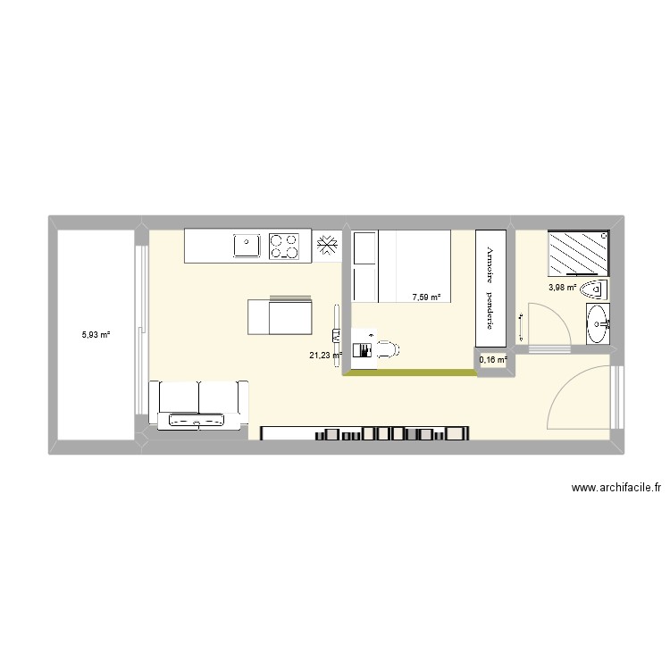 NICE TRACHEL 2. Plan de 5 pièces et 39 m2