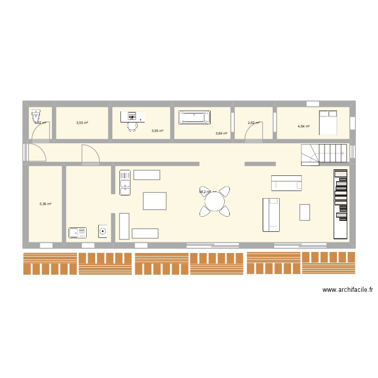 plan RDC. Plan de 8 pièces et 84 m2