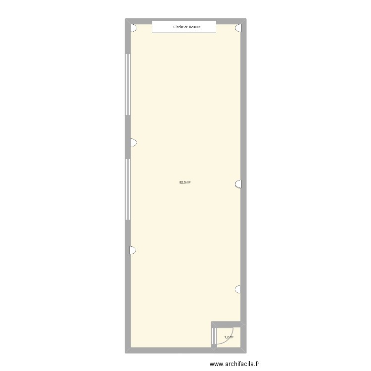 Chapelle Vienne. Plan de 2 pièces et 84 m2