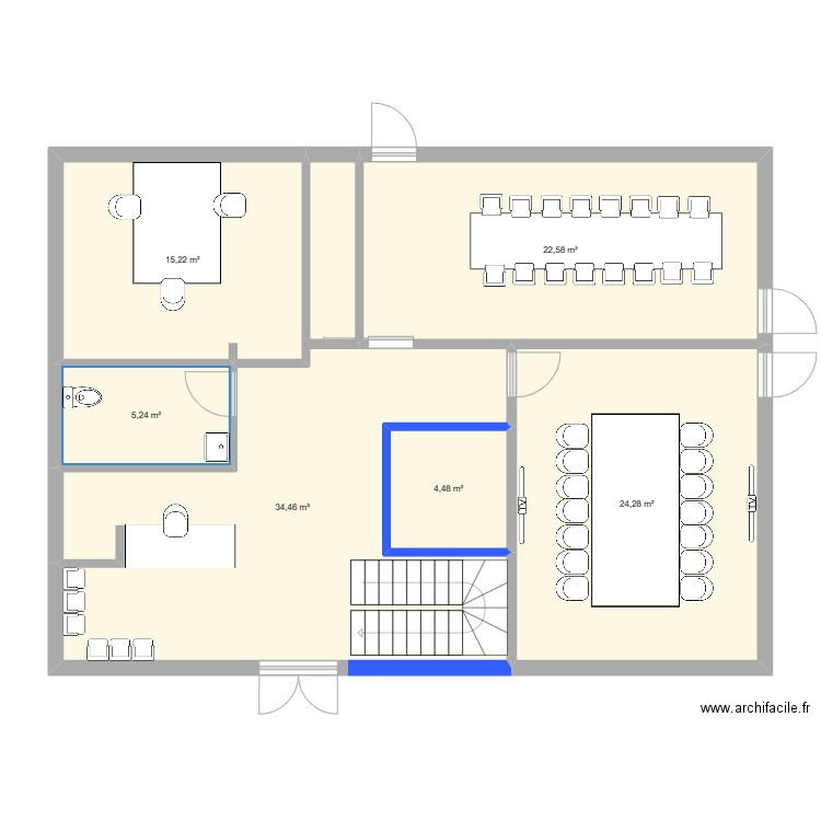 plan 2. Plan de 23 pièces et 329 m2