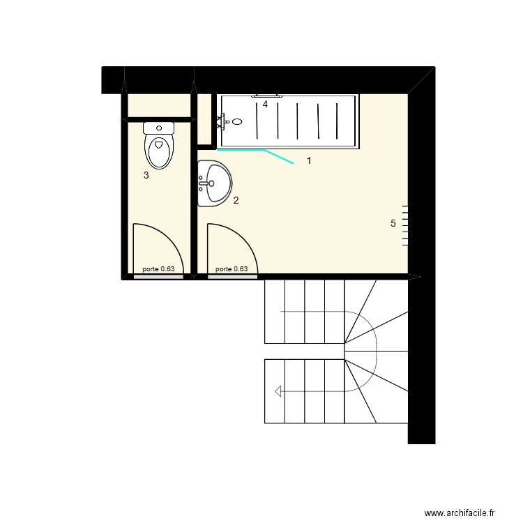 Martin Cormery projet. Plan de 3 pièces et 8 m2