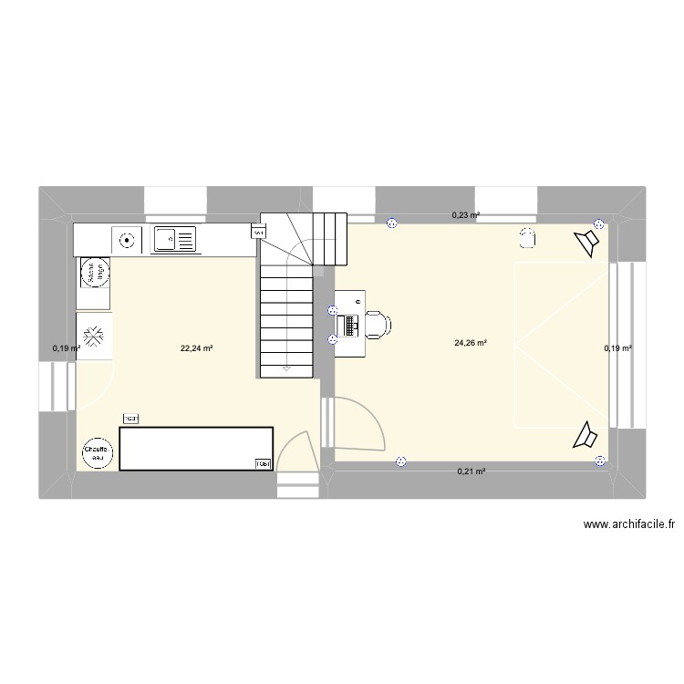 BUANDERIE GARAGE. Plan de 6 pièces et 47 m2
