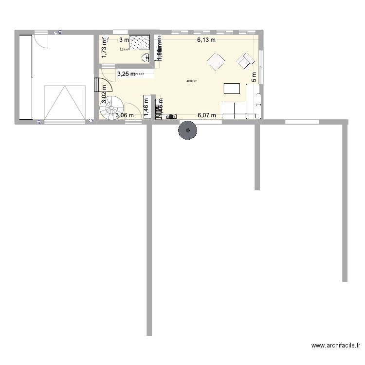 CRECHE PHASE 1. Plan de 2 pièces et 45 m2