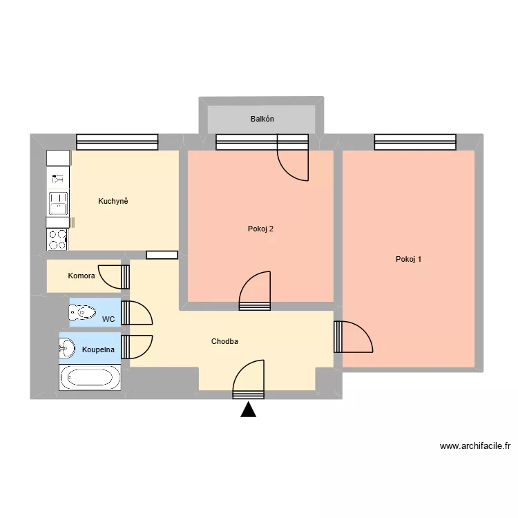N&aacute;rodn&iacute; tř&iacute;da 593, byt 8. Plan de 15  et 186 m²