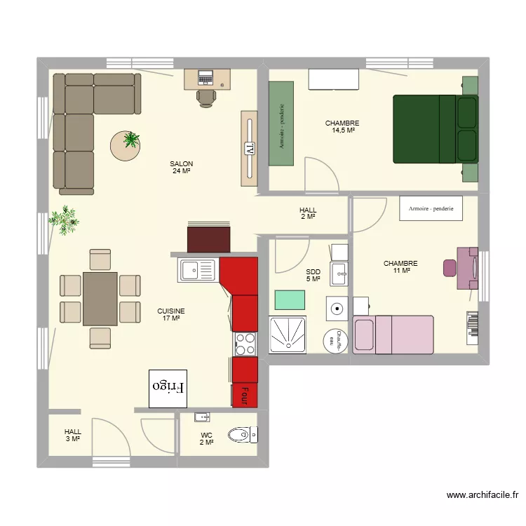 APPARTEMENT NAMUR 147. Plan de 5 Pièces et 77 m²
