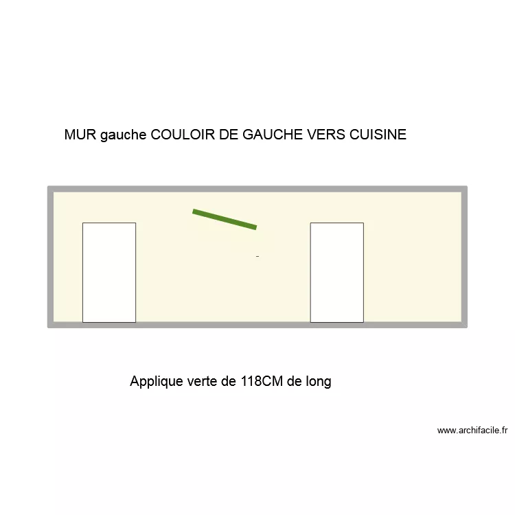 mur gauche couloir gauche. Plan de 