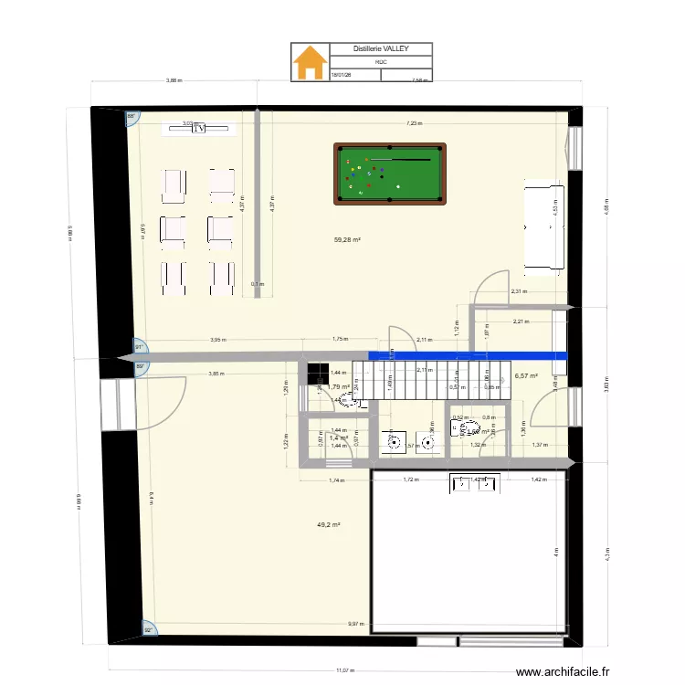 barOC Rdc 4. Plan de 6  et 120 m²
