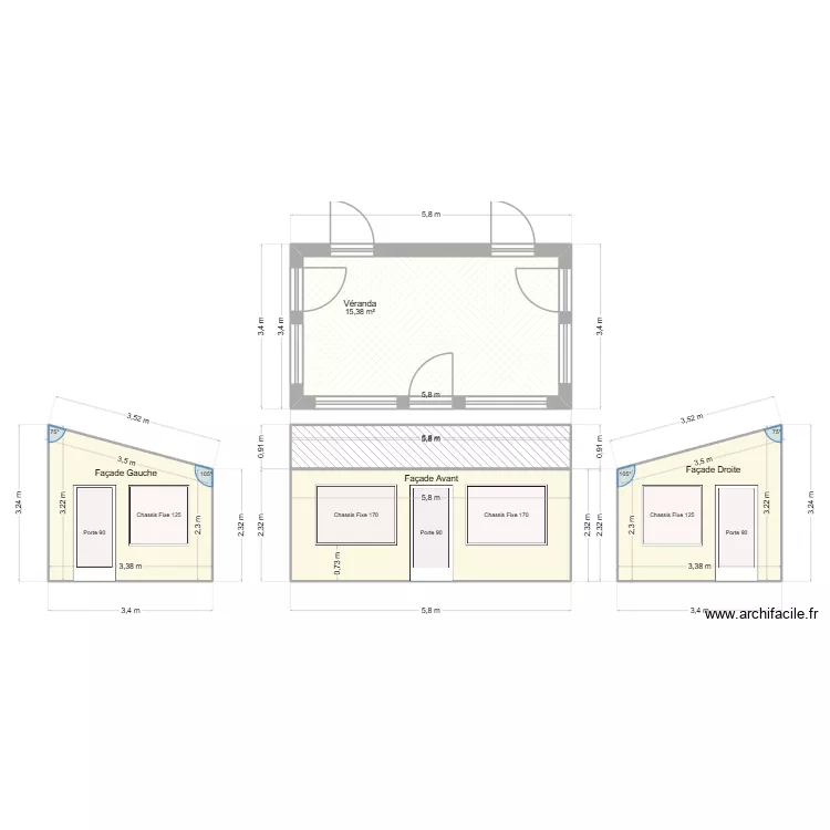 Ludo1. Plan de 5 pièces et 53 m²