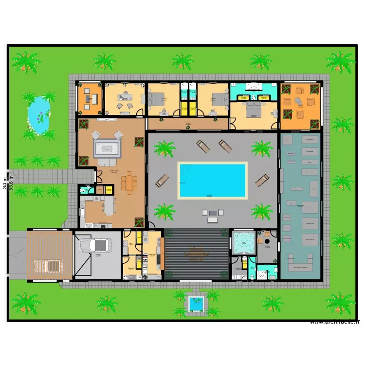 projet maison. Plan de 33 Pièces et 2106 m²