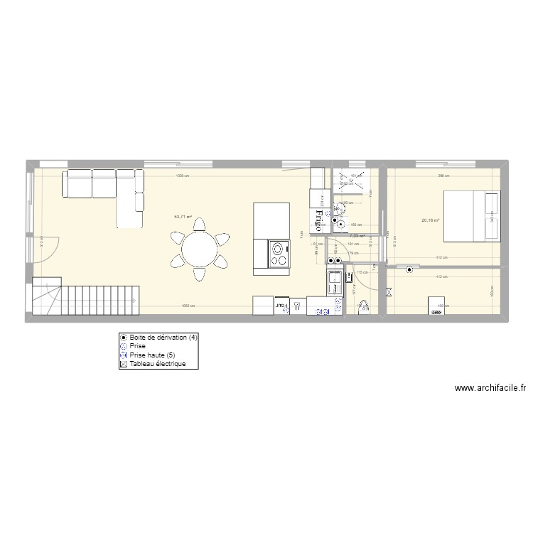 Villa 3 rdc PC_Cuisine. Plan de 3 pièces et 81 m2