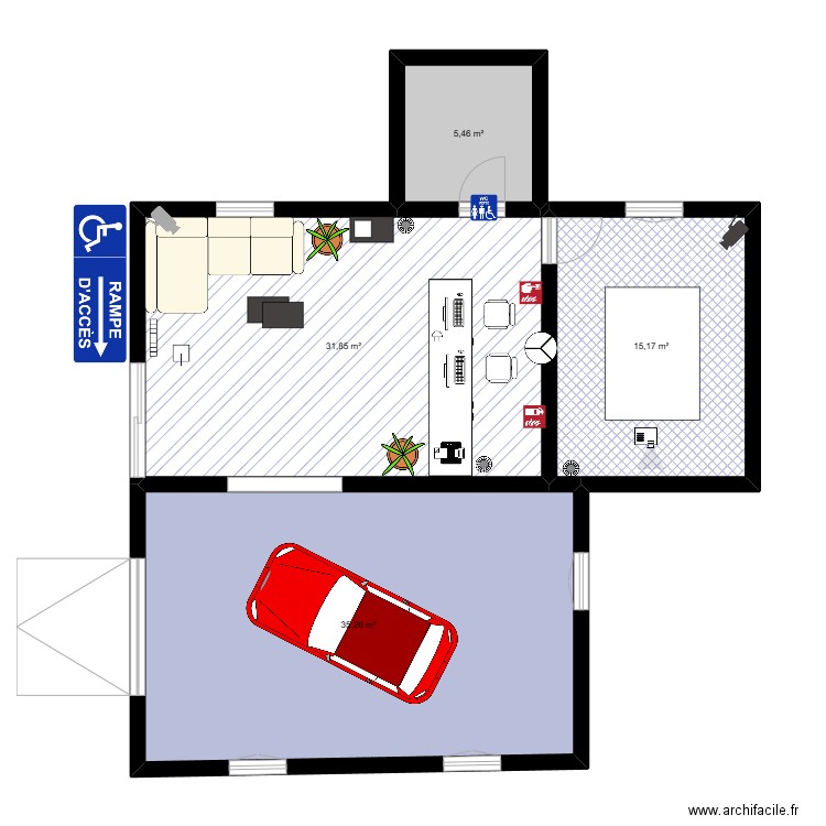 PLAN 2D garage mercedes. Plan de 4 pièces et 88 m2