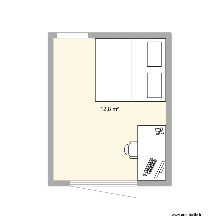 chambre_visite_v1. Plan de 1 pièce et 13 m2