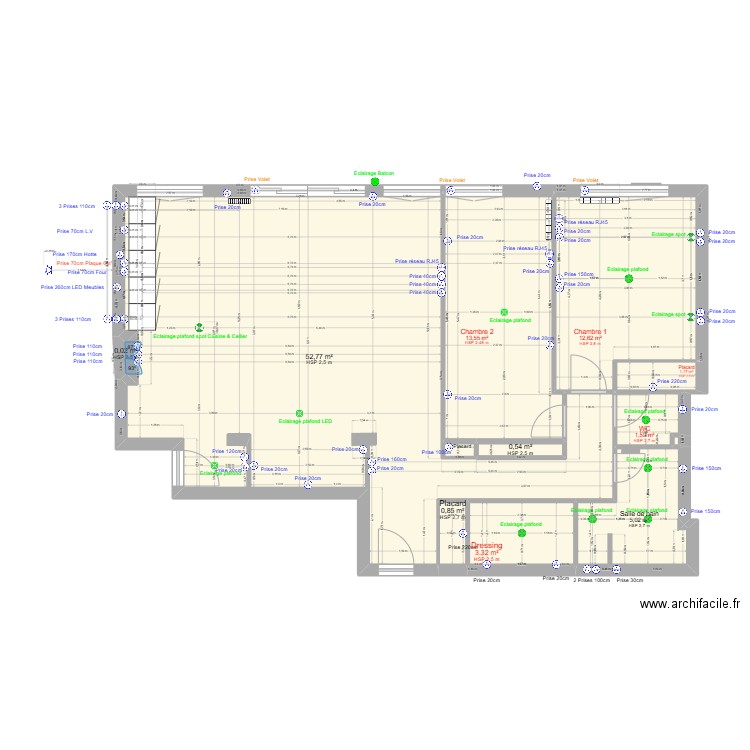 Roy Cuisine 2. Plan de 12 pièces et 92 m2