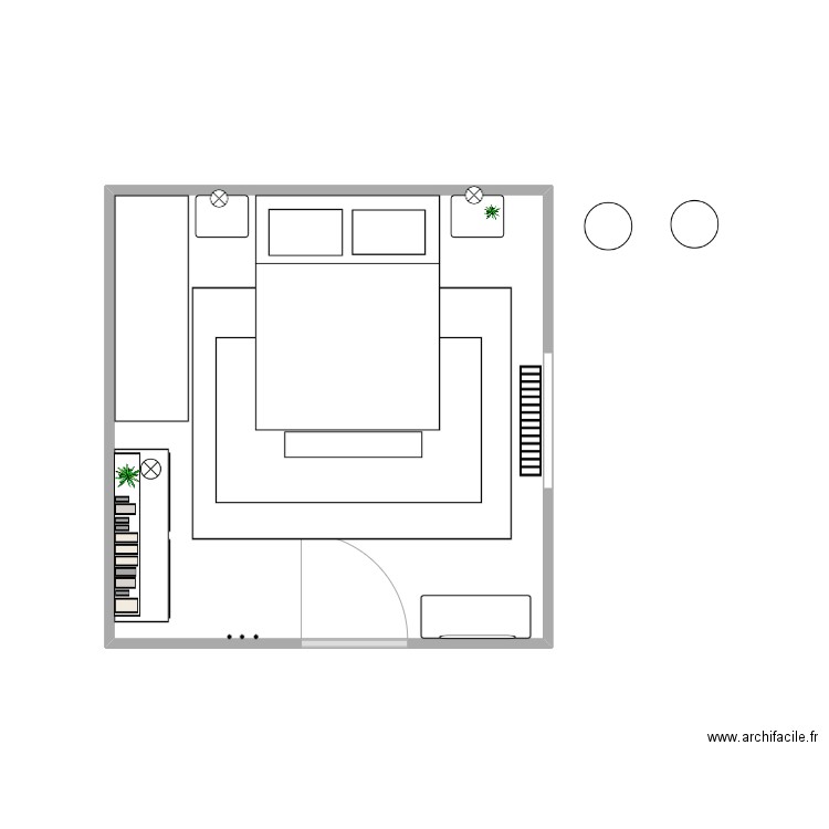 Nadine Boileau_chambre. Plan de 1 pièce et 16 m2