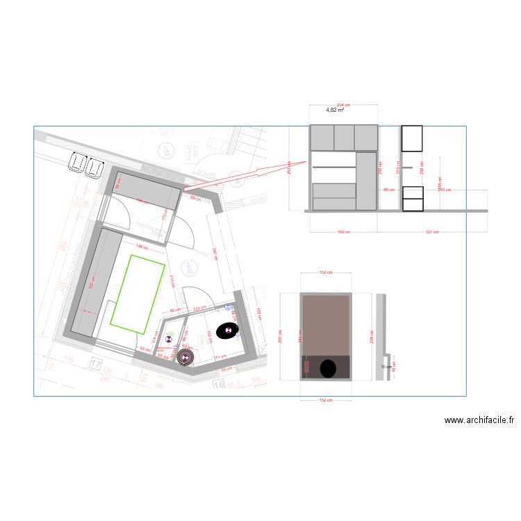 modif toilettes 160424 DEFINITIF. Plan de 2 pièces et 8 m2