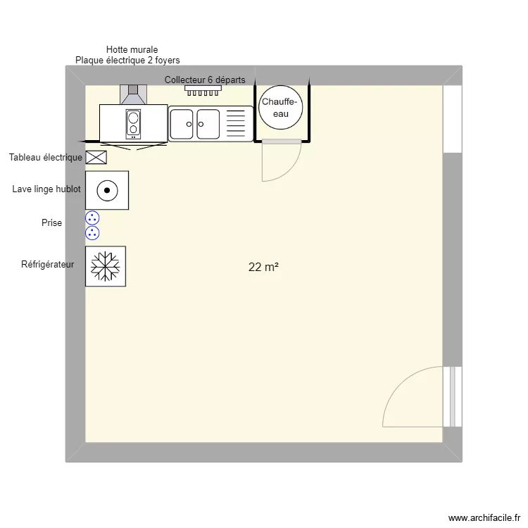 Chalet Dominique Cuisine garage. Plan de 