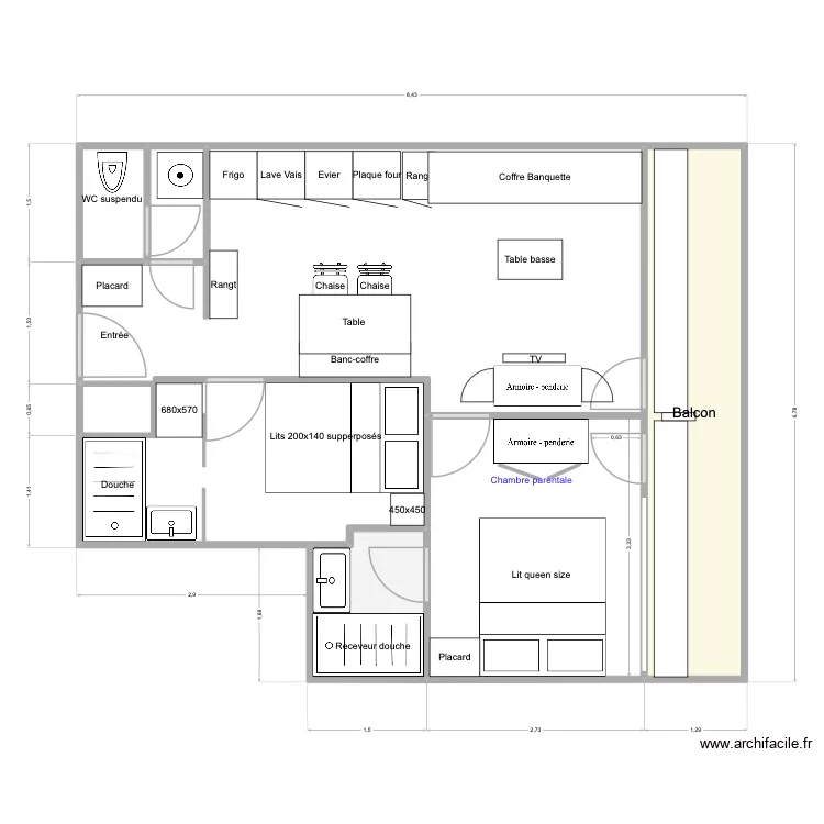 Nogentil 204 alter. Plan de 6 pièces et 48 m²