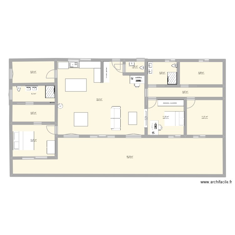maison  3. Plan de 12 pièces et 195 m2