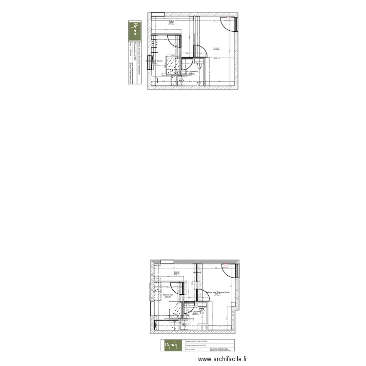 Plan agencement suite démolition PESCHARD - Saint Germain d'Ectot. Plan de 8 pièces et 50 m2