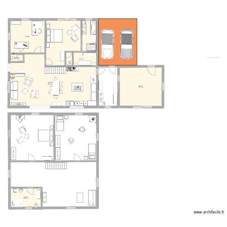 MAISON WT. Plan de 7 pièces et 147 m2