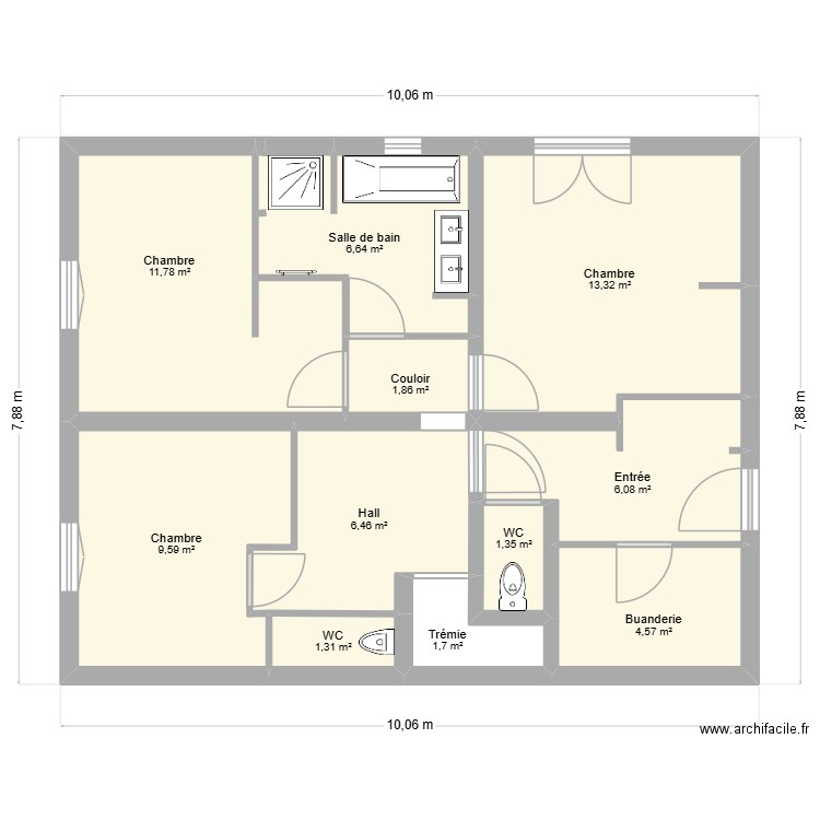 MAISON LA SAULCE RDC. Plan de 11 pièces et 65 m2