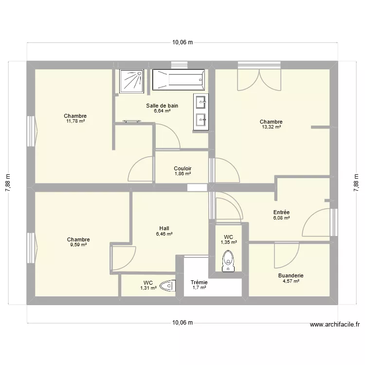 MAISON LA SAULCE RDC. Plan de 11  et 65 m²