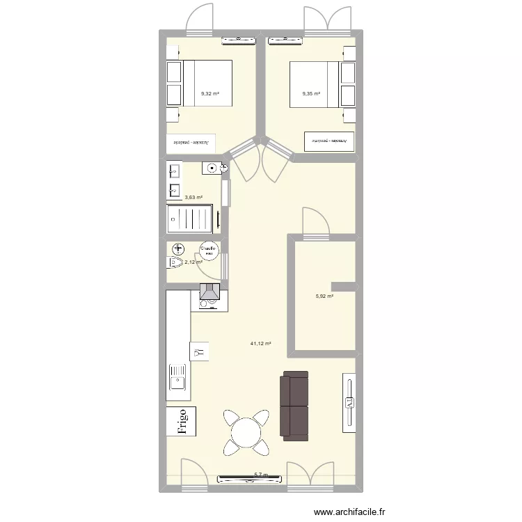 appart 78m2 st christol travaill&eacute;2. Plan de 6  et 71 m²