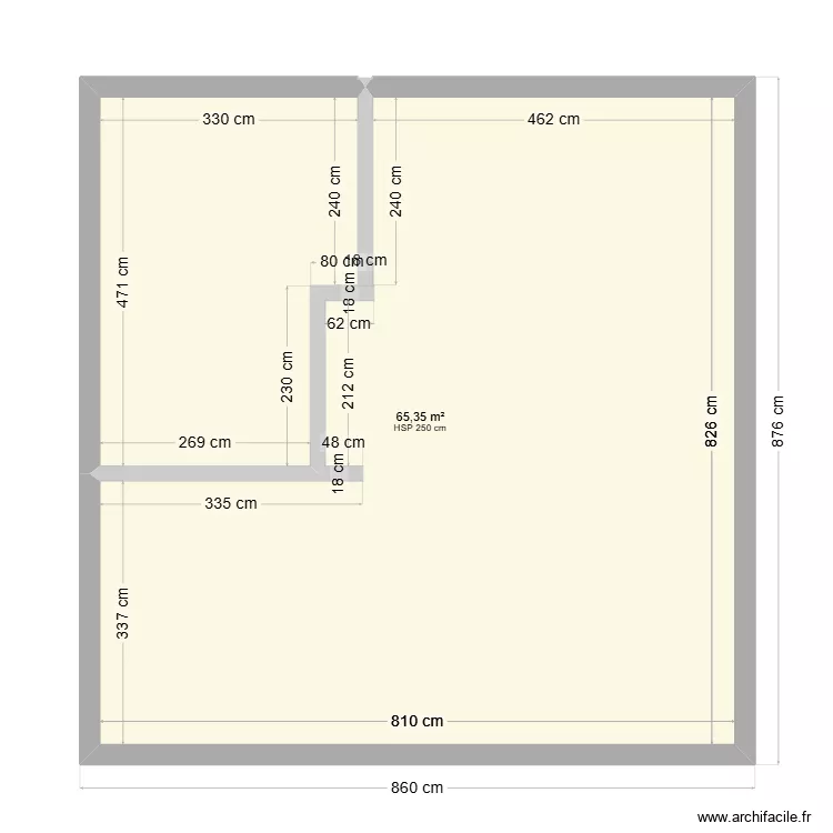 Travail. Plan de 1  et 65 m²
