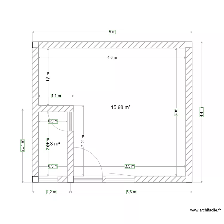 plan1. Plan de 2 Pièces et 18 m²