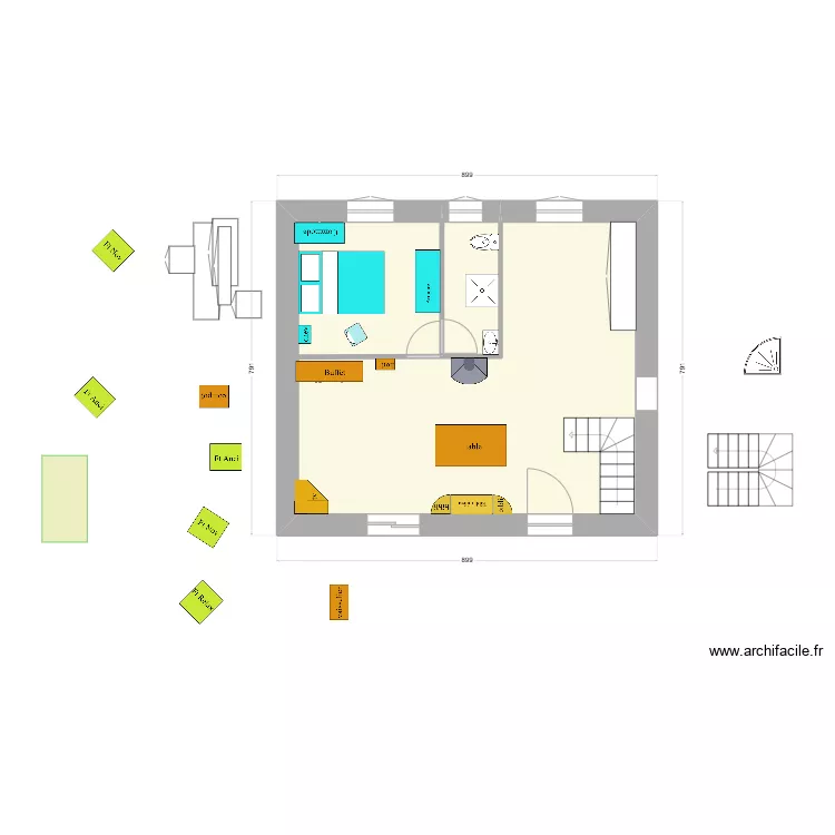 en face : essai 4 dd. Plan de 