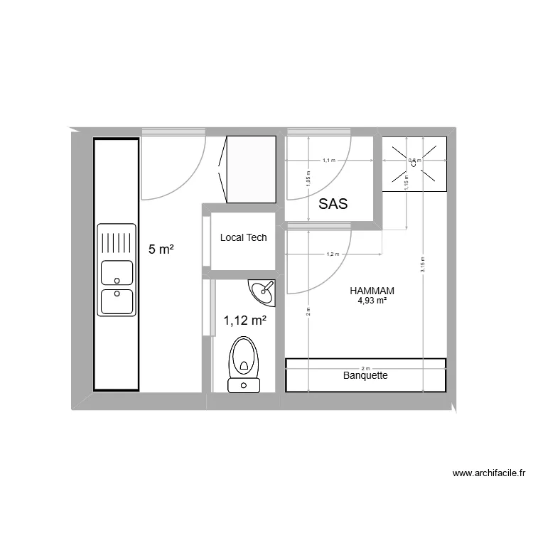 Hammam. Plan de 5 Pièces et 13 m² Hammam. Plan de 5 Pièces et 13 m²