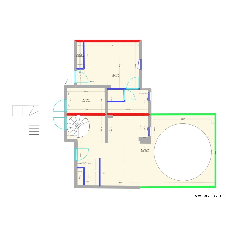 Muriel ch 1 & 2 veranda. Plan de 4 pièces et 94 m2