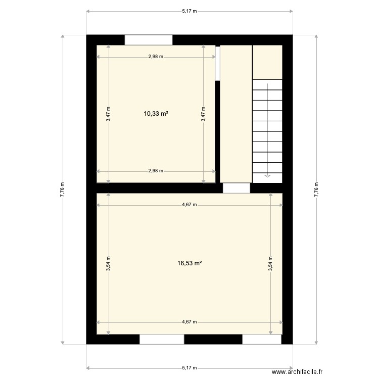 monsq grands pres etage. Plan de 4 pièces et 32 m2