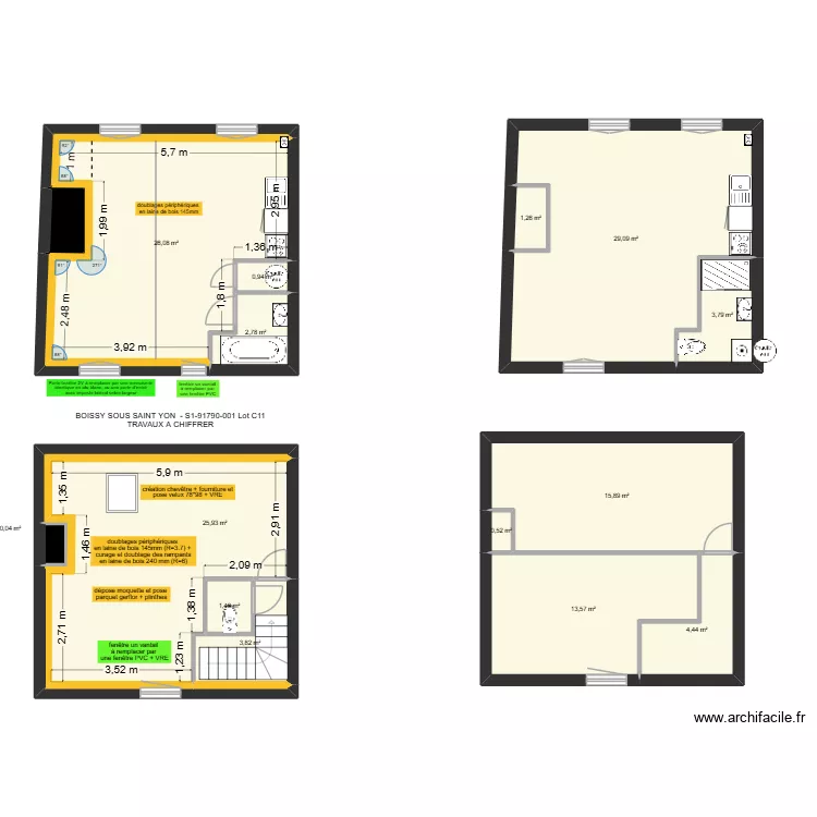 BOISSY SOUS SAINT YON. Plan de 17  et 131 m²