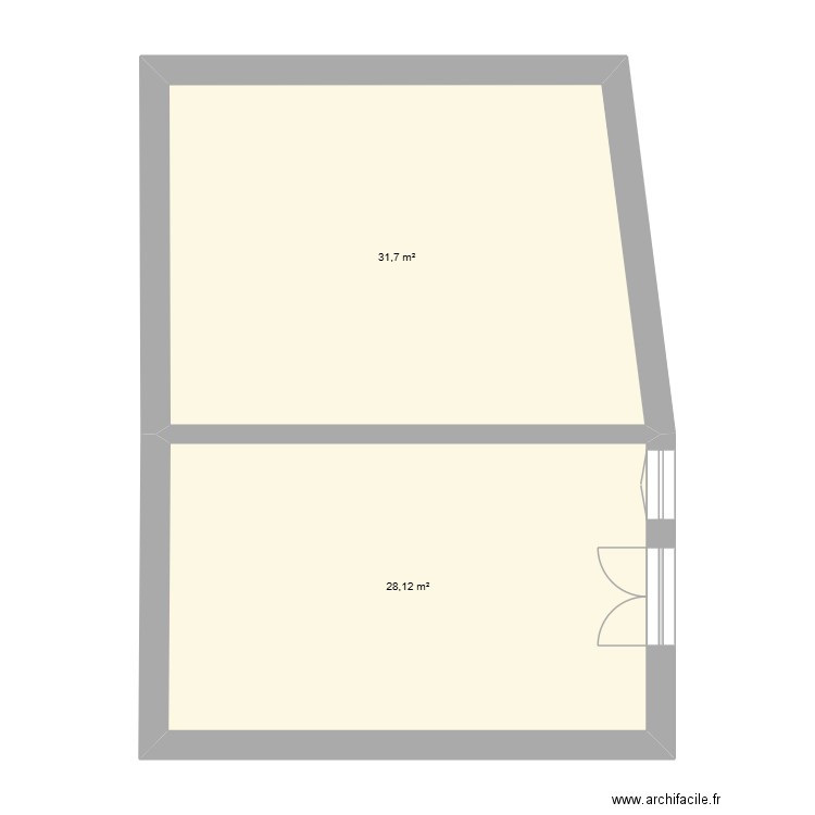 Toulouse le chateau. Plan de 2 pièces et 60 m2