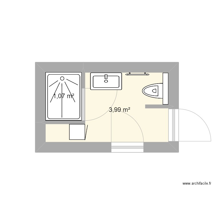 Salle de Bain NT. Plan de 2 pièces et 5 m2