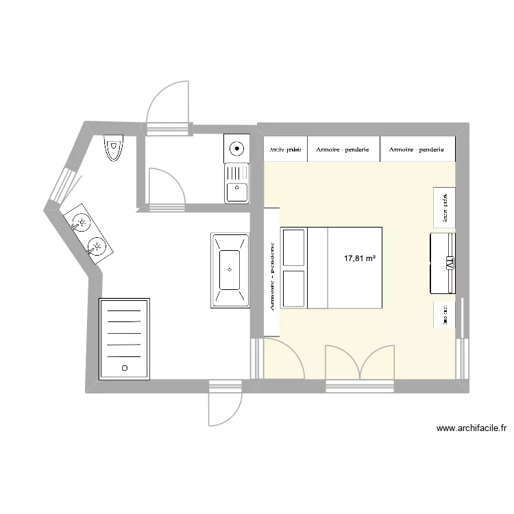 st maxime chambre buanderie234. Plan de 1  et 18 m²