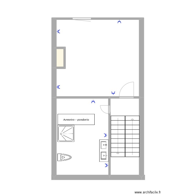 2 etage  MAIL 55 XL. Plan de 3 pièces et 36 m2