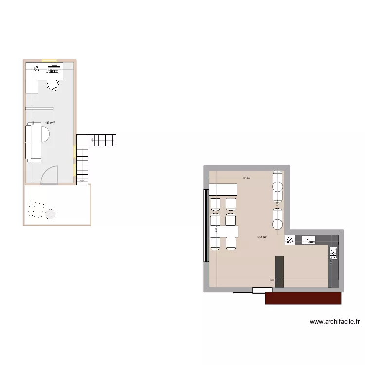 plan project. Plan de 2  et 30 m²