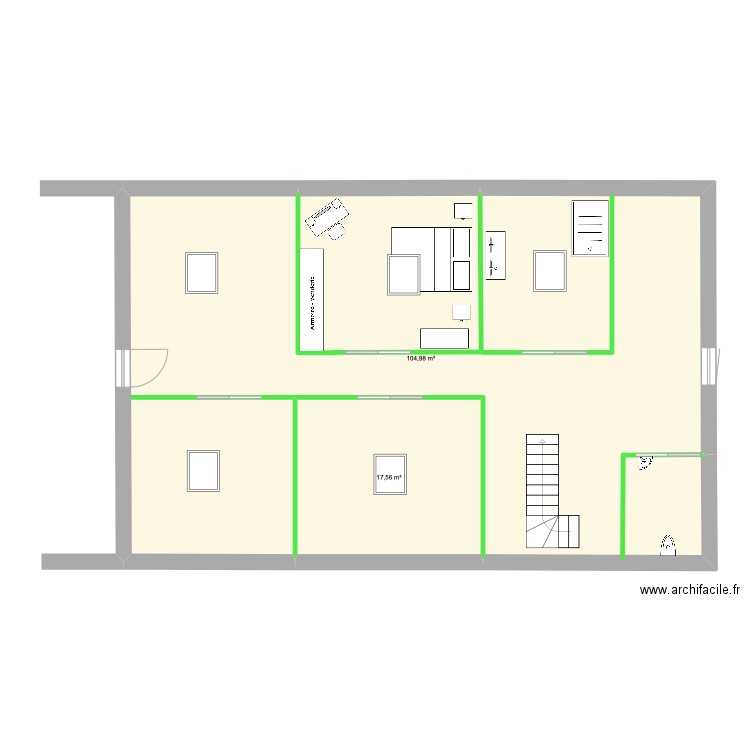 BEROY (Betbezer) Etage. Plan de 2 pièces et 123 m2