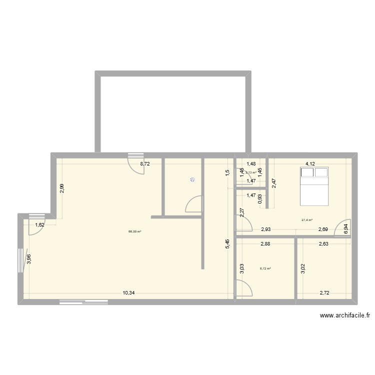 genay2. Plan de 4 pièces et 105 m2