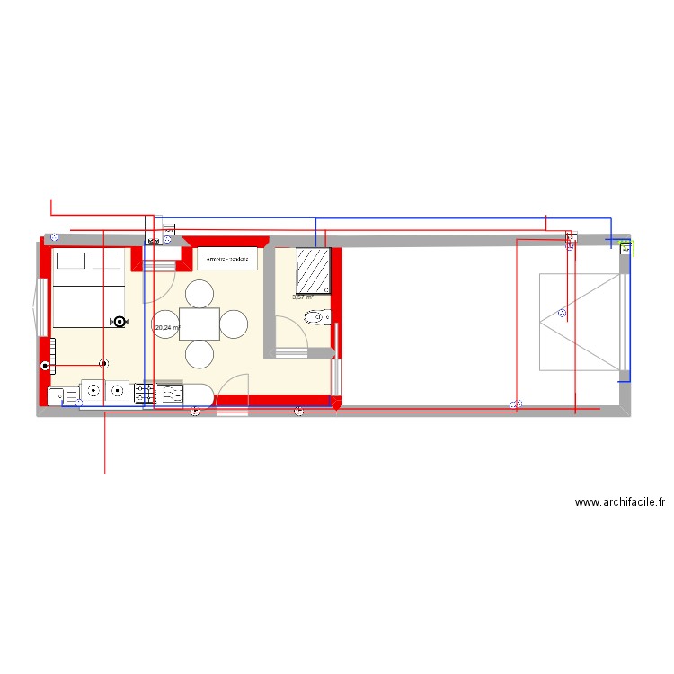 garage version 1. Plan de 2 pièces et 24 m2