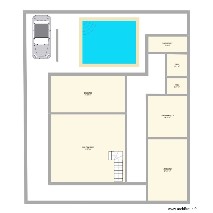 HOME2. Plan de 7 pièces et 117 m2