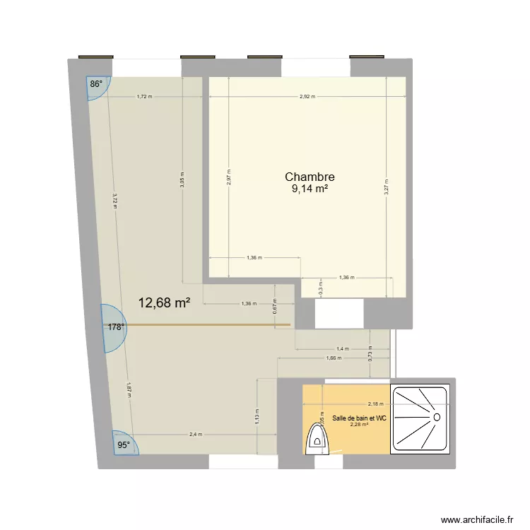 Maison Lucas étage. Plan de 3 Pièces et 24 m² Maison Lucas étage. Plan de 3 Pièces et 24 m²
