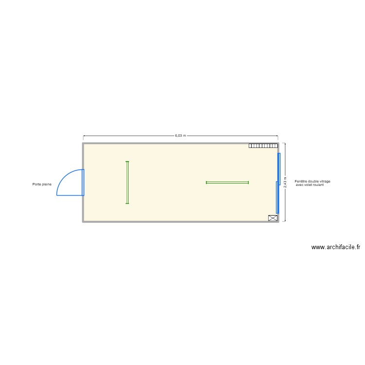 V489. Plan de 1 pièce et 14 m2