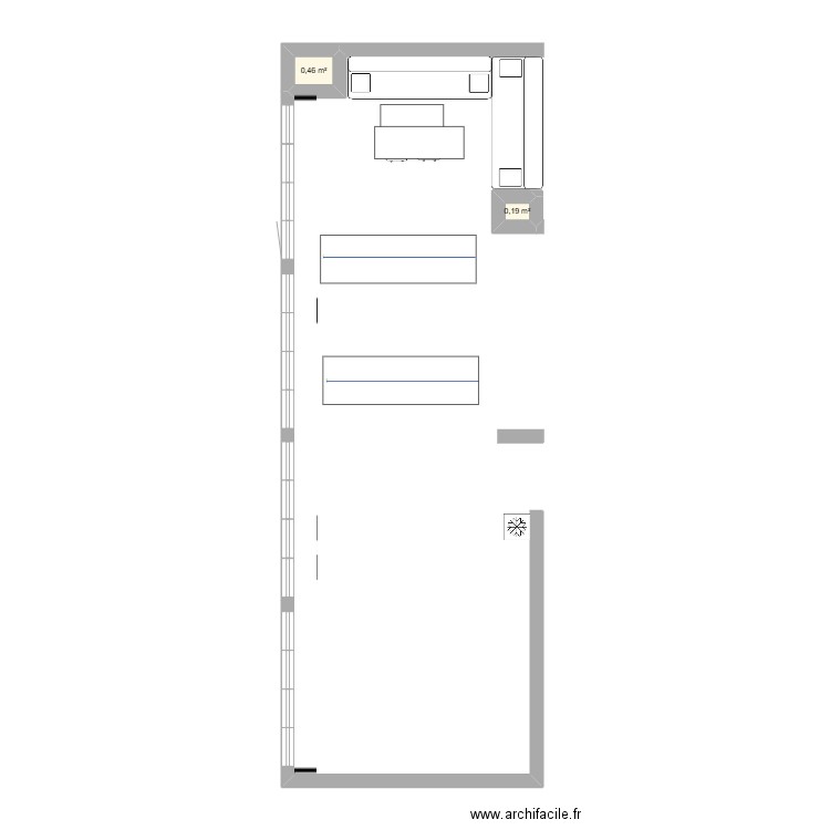 AMAZON KITCHNETTE. Plan de 2 pièces et 1 m2